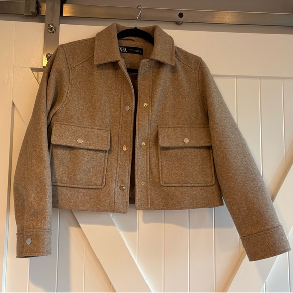 Zara Soft Short Jacket in Camel, Size XS - Picture 3 of 6